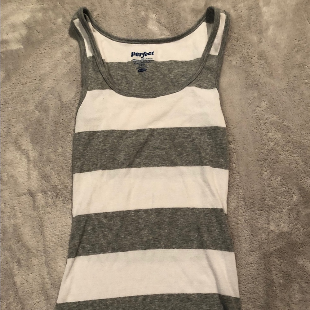 Basic White and Grey striped Tank Top